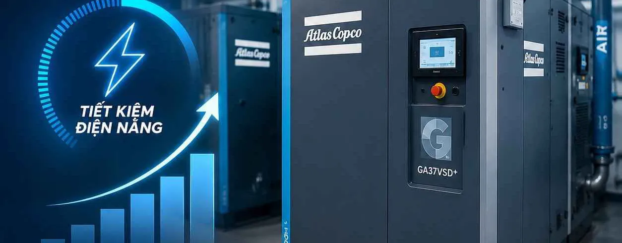 Máy nén khí Atlas tiêu thụ điện tăng bất thường? Nguyên nhân & giải pháp